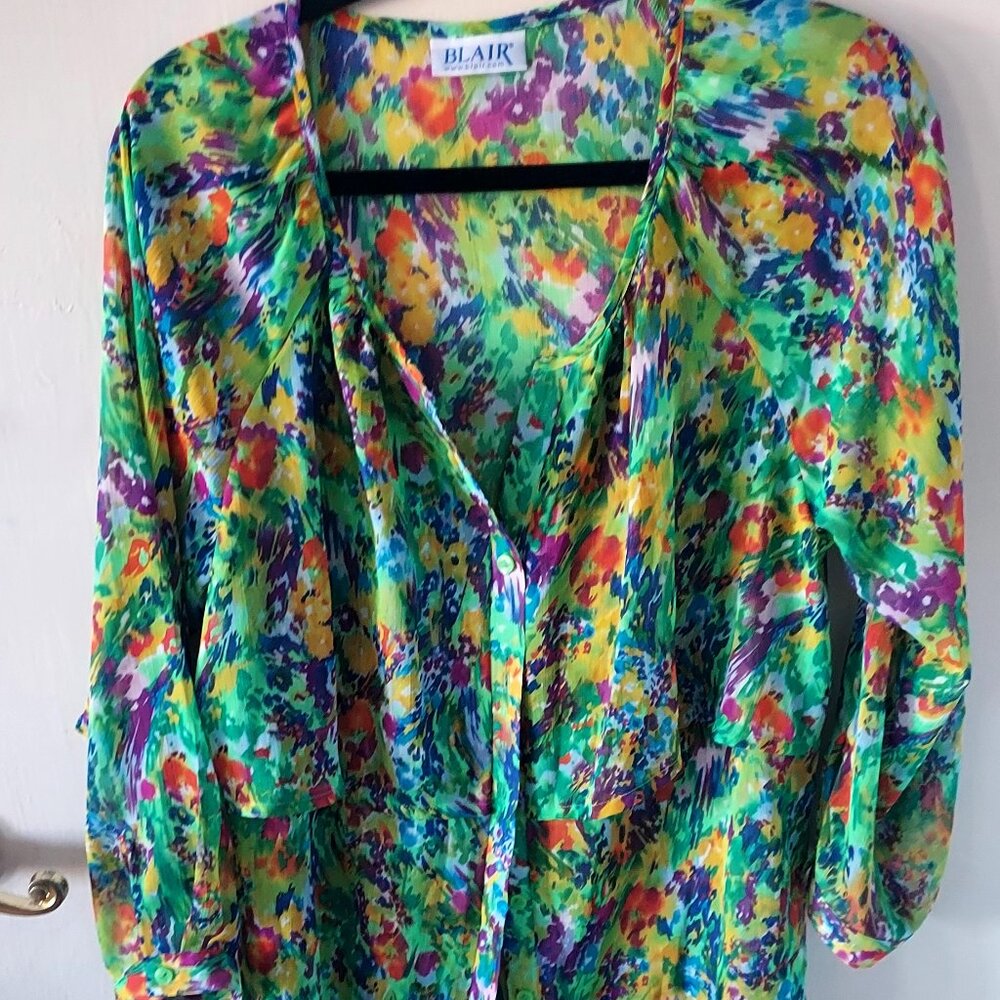 Multi-colored sheer blouse